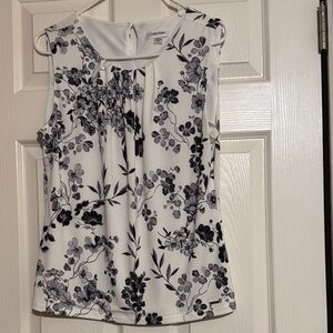 Calvin Klein Women's Black and White Floral Blouse